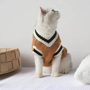 Collegiate Pet Sweater Vest - Winter Cat Sweatshirt Outfit