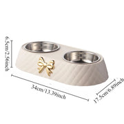 Bowtie Double Food and Water Bowl for Dogs and Cats