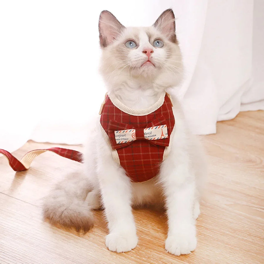 Mesh Pet Harness and Leash Set - Bowknot Cat and Puppy Vest