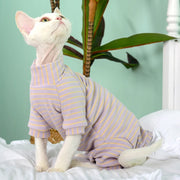 Soft Striped Sphynx Cat Jumpsuit - Four-Leg Pet Loungewear