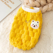 Bear Print Plush Pet Sweater - Buckle Winter Jacket