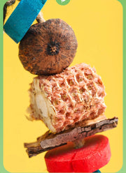 Natural Wood and Loofah Hanging Chew Toy for Birds