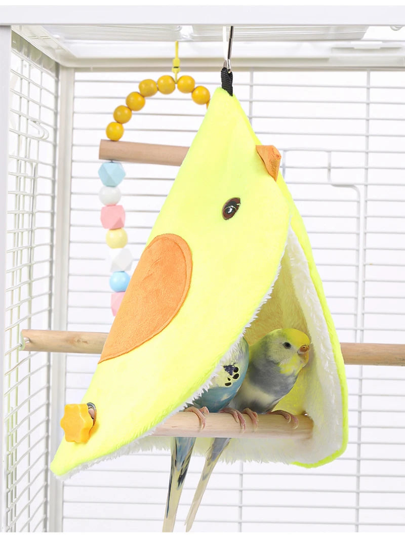 Soft Plush Hanging Parrot Nest Hammock and Cage Hut