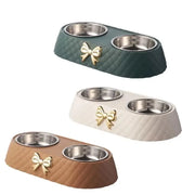 Bowtie Double Food and Water Bowl for Dogs and Cats
