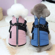 Adjustable Waterproof Dog Jacket - Padded Reflective Coat with Harness