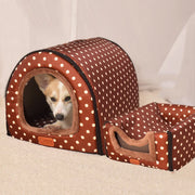 Star Print Foldable Pet House - Warm Dog and Cat Kennel Bed