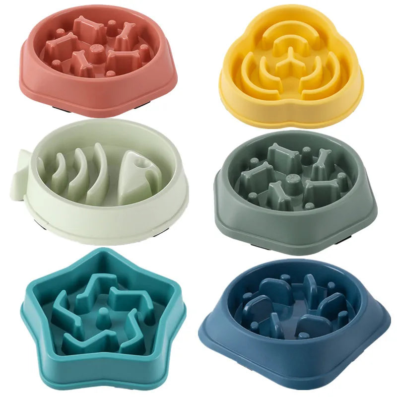 Non-Slip Round Slow Feeder Bowl for Dogs and Cats