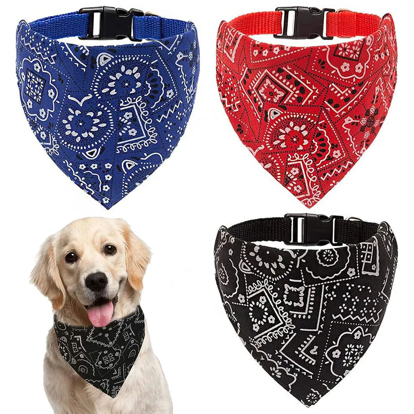 Adjustable Bandana Collar for Dogs and Cats - Printed Neckerchief Style