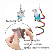 7-Piece Wooden Parrot Toy Set with Swing, Ladder and Bells