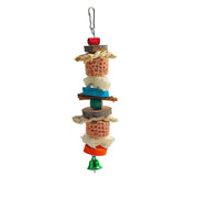 Natural Wood and Loofah Hanging Chew Toy for Birds
