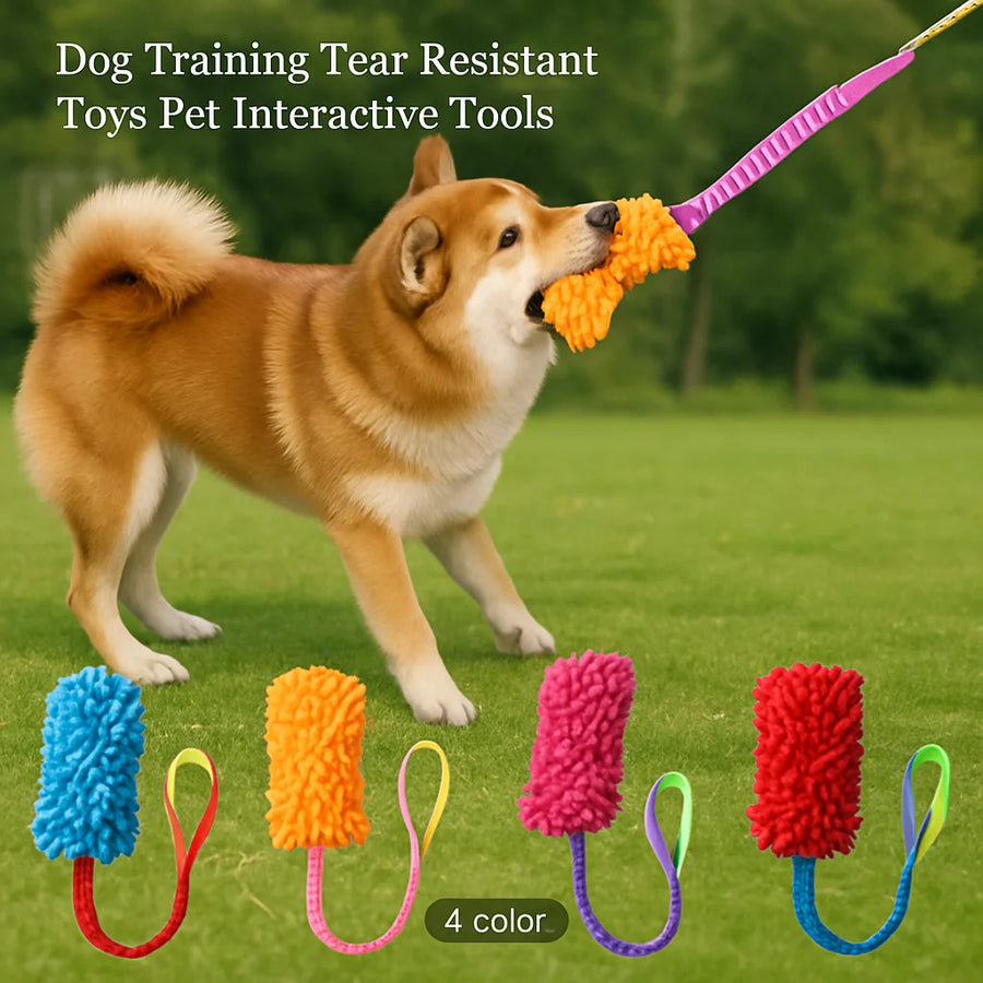 Durable Plush Rope Dog Chew Toy - Interactive Handle Pull Toy