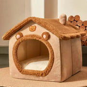 Foldable Pet House Bed - Warm Dog and Cat Cave Sofa