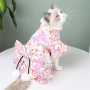 Japanese Style Pet Kimono Coat - Bow-Knot Cat and Dog Outfit