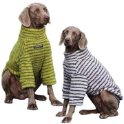 Striped Fleece Dog Turtleneck Sweater - Winter Pullover for Medium & Large Dogs