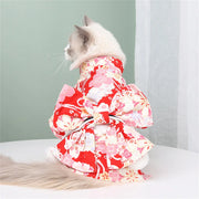 Japanese Style Pet Kimono Coat - Bow-Knot Cat and Dog Outfit