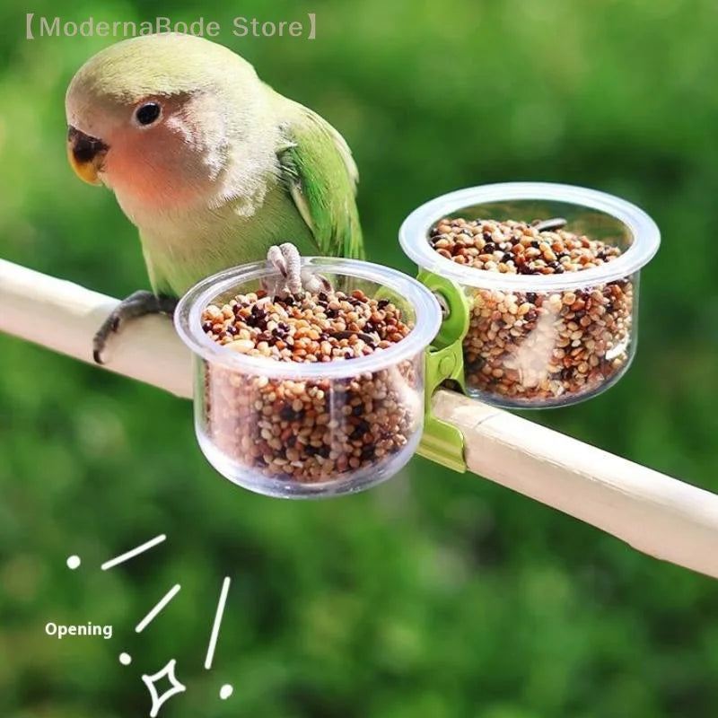 Clip-On Parrot Food and Water Bowl for Small Bird Cages