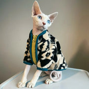 Ollie Velvet Cat Sweater - Green Zipper Sphynx Jacket