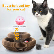 Corrugated Round Cat Scratch Board Toy with Ball Track