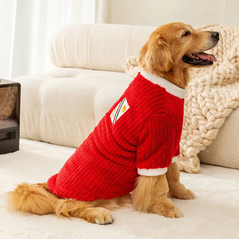 Big Dog Fleece Hoodie Jacket - Soft Warm Vest for Large Breeds