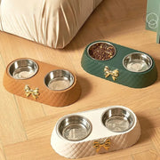 Bowtie Double Food and Water Bowl for Dogs and Cats