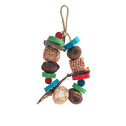 Natural Wood and Loofah Hanging Chew Toy for Birds