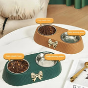 Bowtie Double Food and Water Bowl for Dogs and Cats