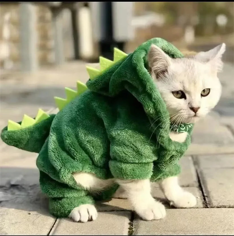 Dinosaur Halloween Pet Costume - Fleece Cat and Dog Hoodie