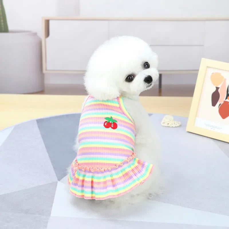 Ruffle Striped Pet Dress Vest - Sweet Spring Party Outfit
