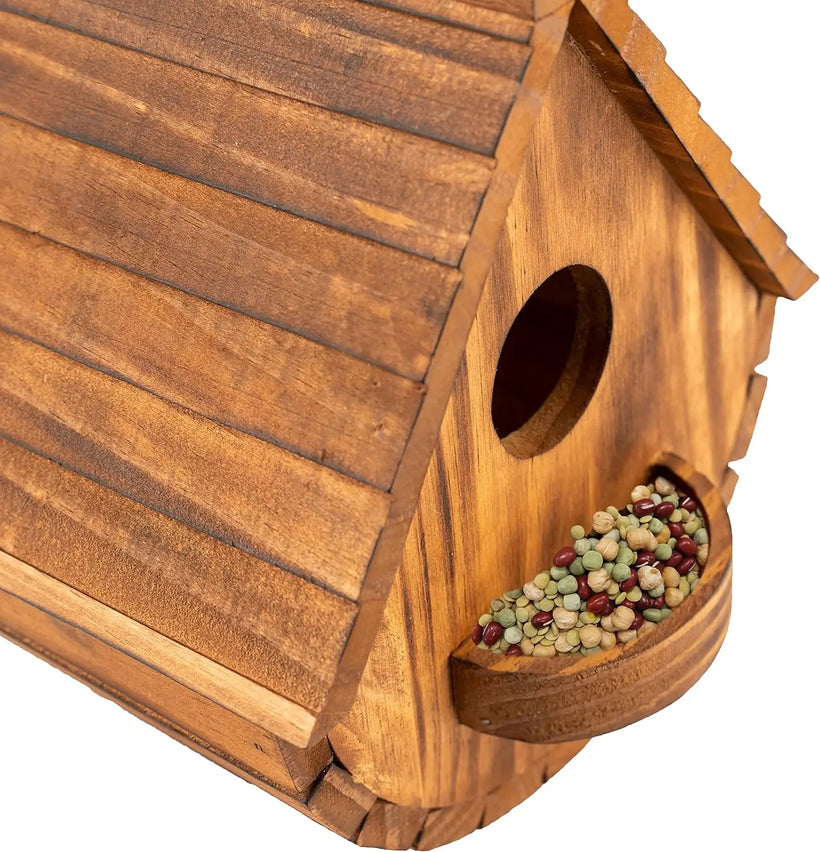 Wooden Outdoor Bird House for Garden Birds