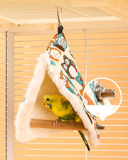 Soft Plush Hanging Parrot Nest Hammock and Cage Hut