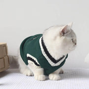 Collegiate Pet Sweater Vest - Winter Cat Sweatshirt Outfit