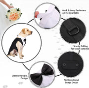 Formal Dog Tuxedo Shirt - Bow Tie Outfit for Weddings & Parties
