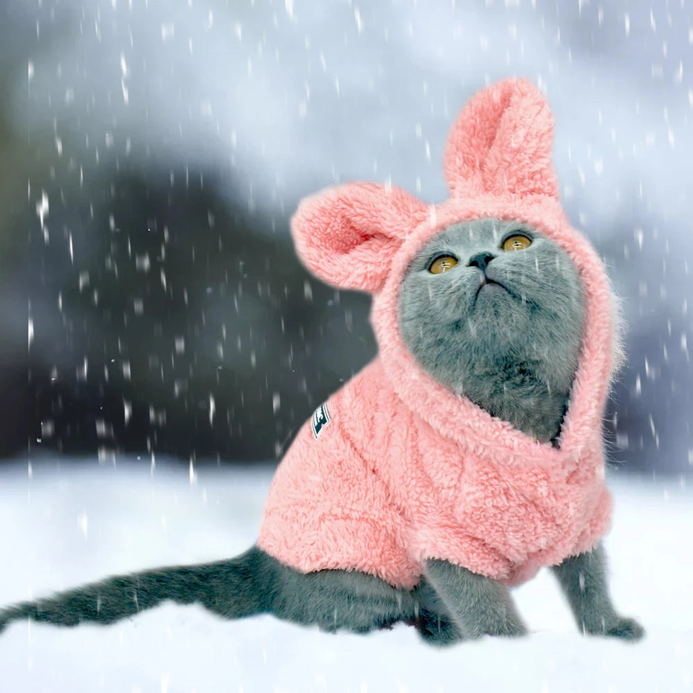 Warm Cotton Cat Jacket - Pink Winter Pet Coat