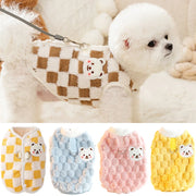 Bear Print Plush Pet Sweater - Buckle Winter Jacket