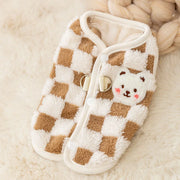 Bear Print Plush Pet Sweater - Buckle Winter Jacket